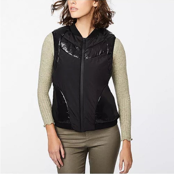 Bernardo Jackets & Blazers - NWT Bernardo Mixed Media Puffer Vest Jacket Black Size Large